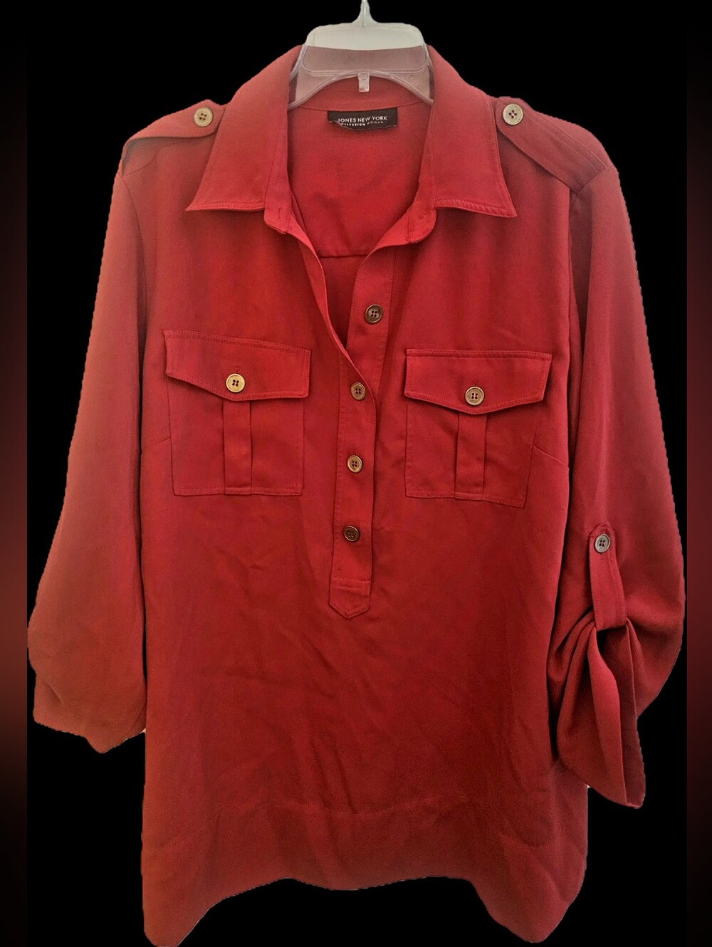 Jones New York Utility Style Blouse Plus Size Women 2X